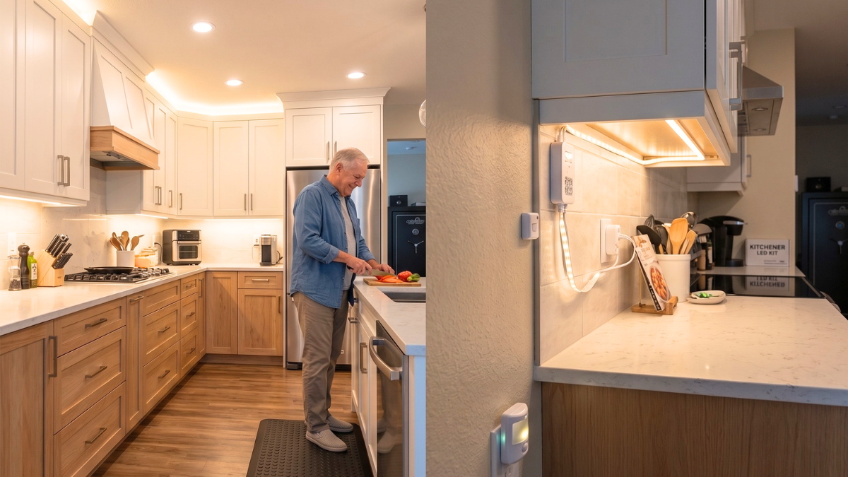 Kitchen with led lights