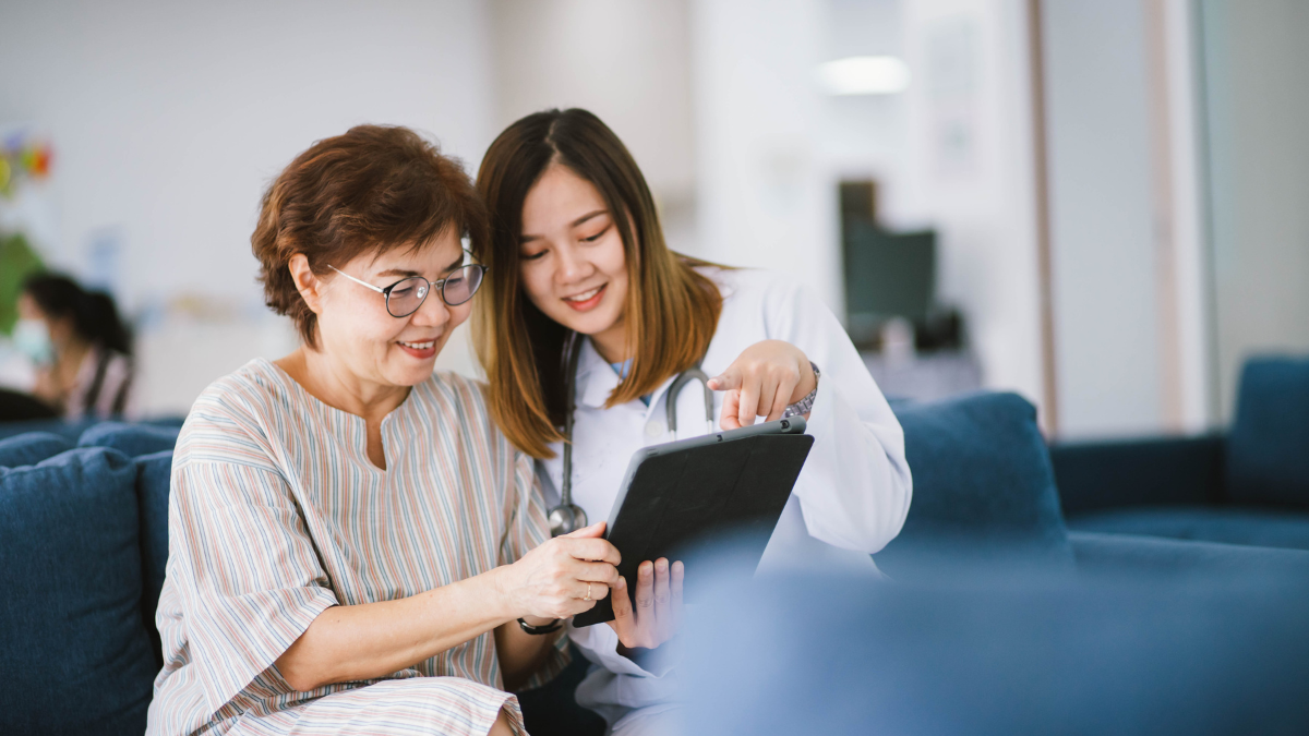 senior with doctor