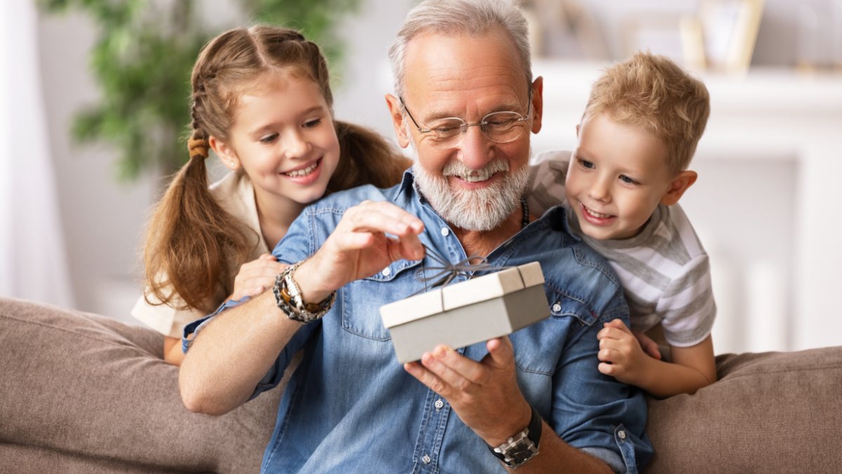 senior with grandkids